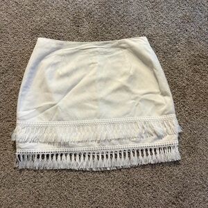 Lulu's White Fringe Mini Skirt
